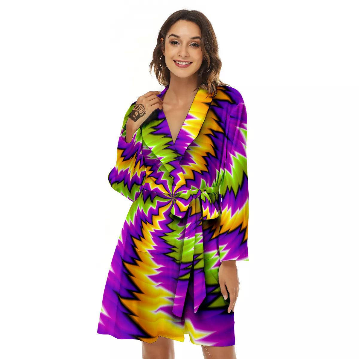 Moving Optical Illusion Dizzy Vortex Women's Robe-grizzshop
