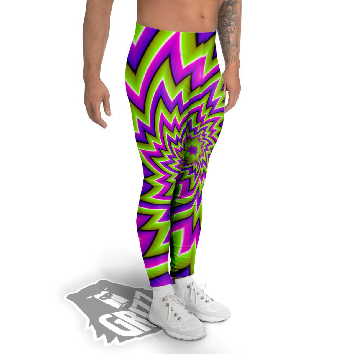 Moving Optical Illusion Green Big Bang Men's Leggings-grizzshop
