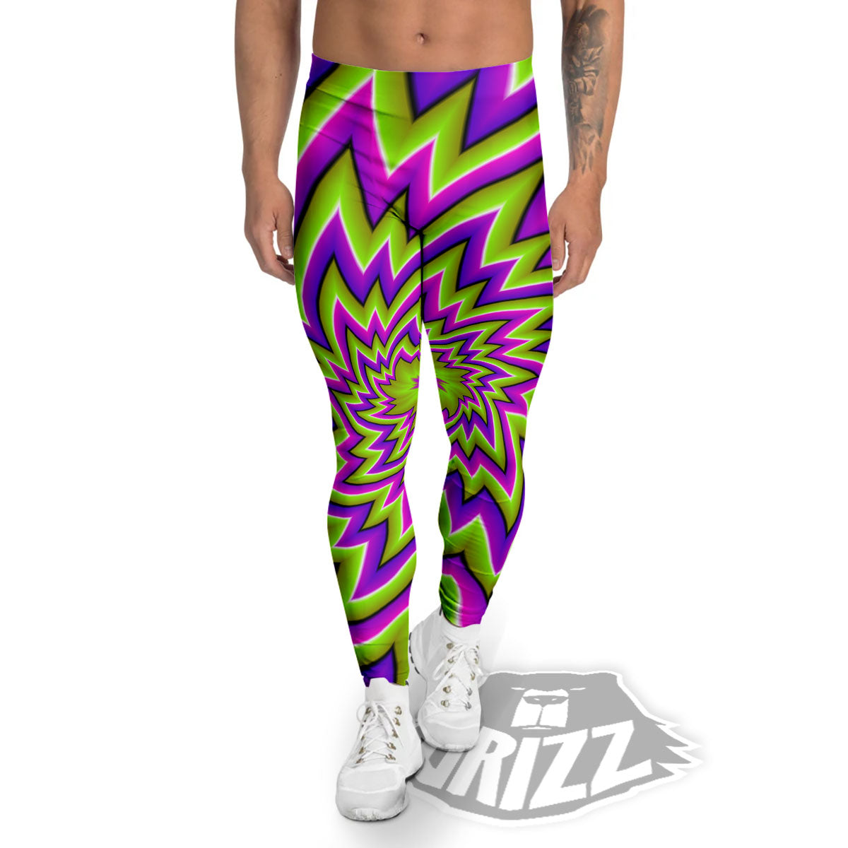 Moving Optical Illusion Green Big Bang Men's Leggings-grizzshop