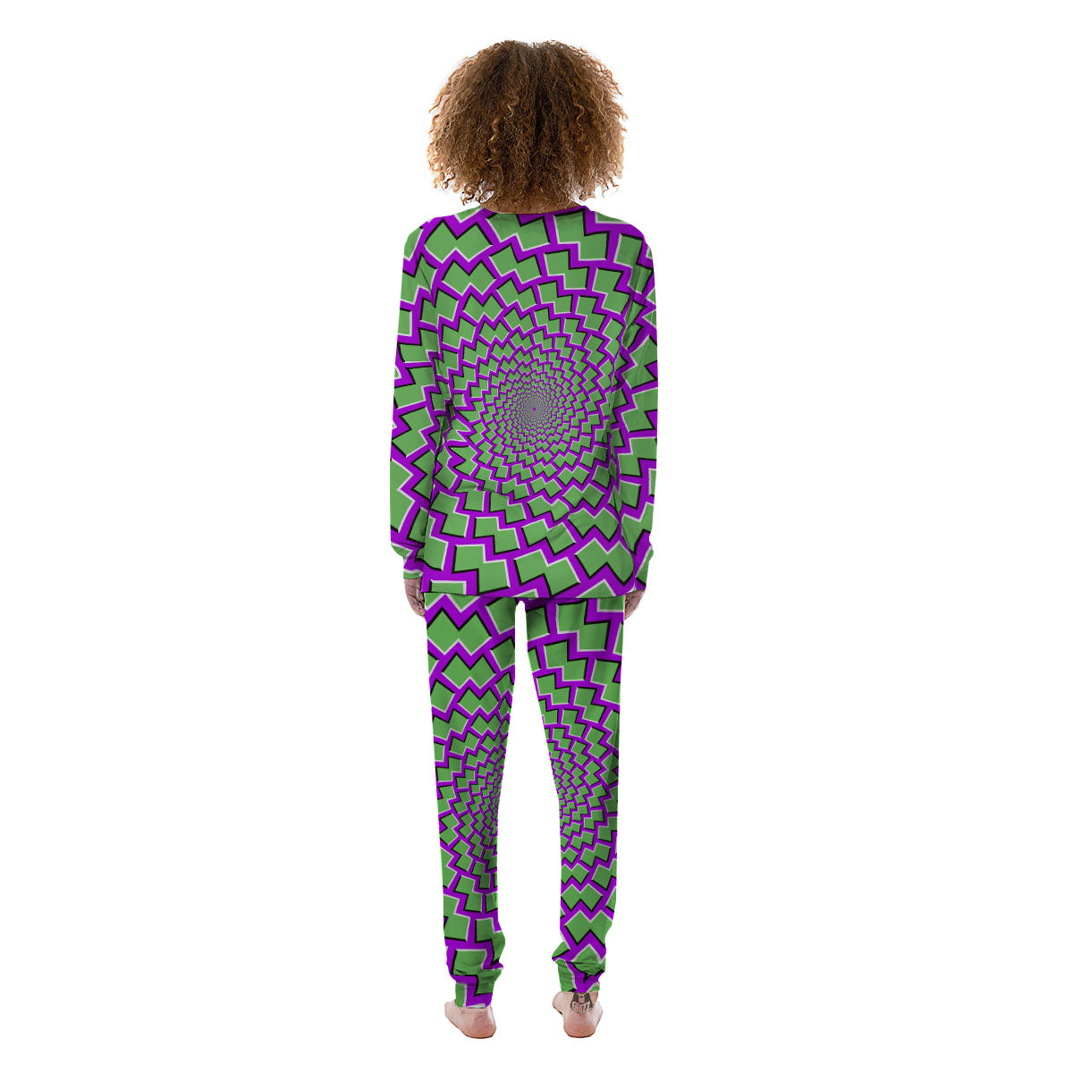 Moving Optical Illusion Green Shapes Women's Pajamas-grizzshop