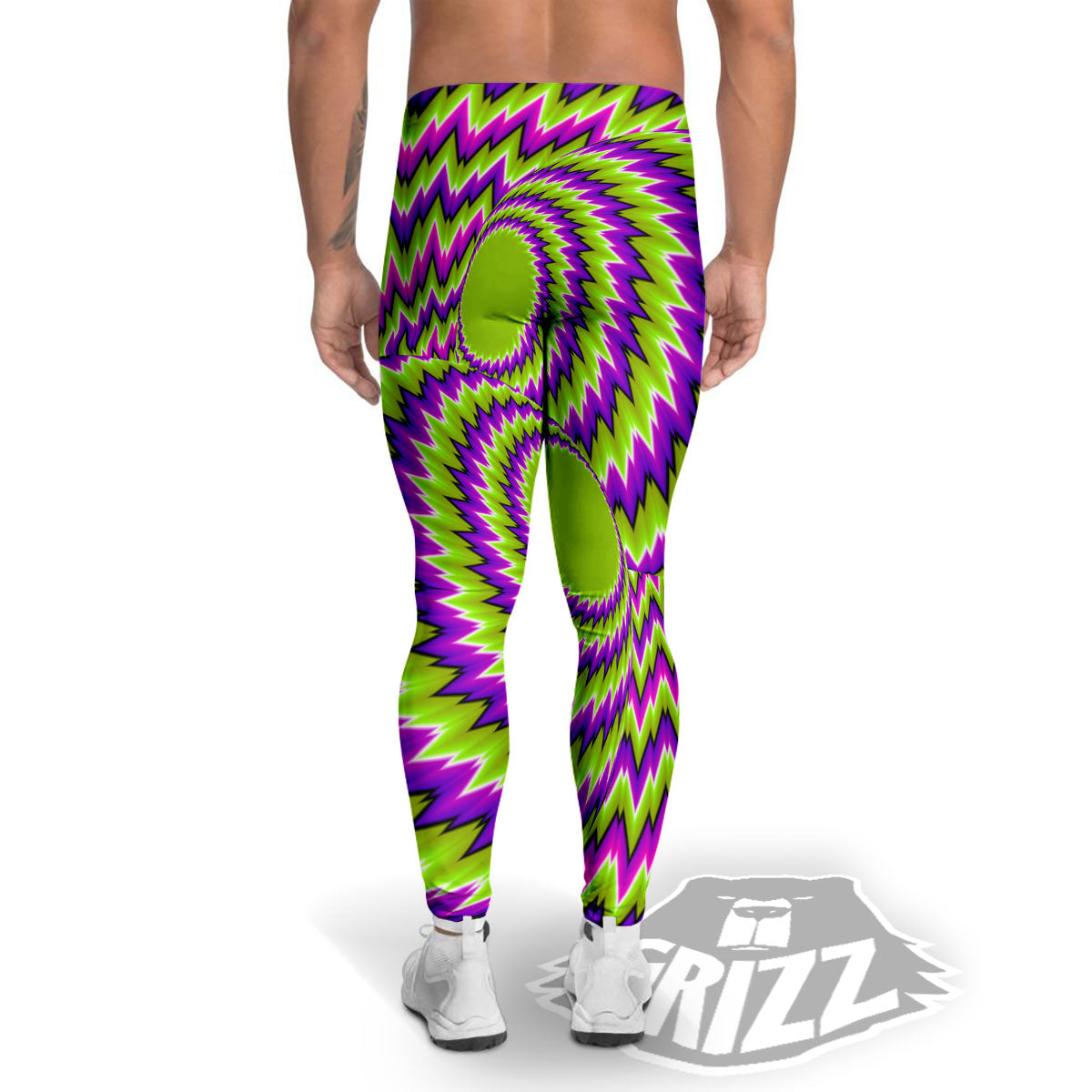 Moving Optical Illusion Green Vortex Men's Leggings-grizzshop