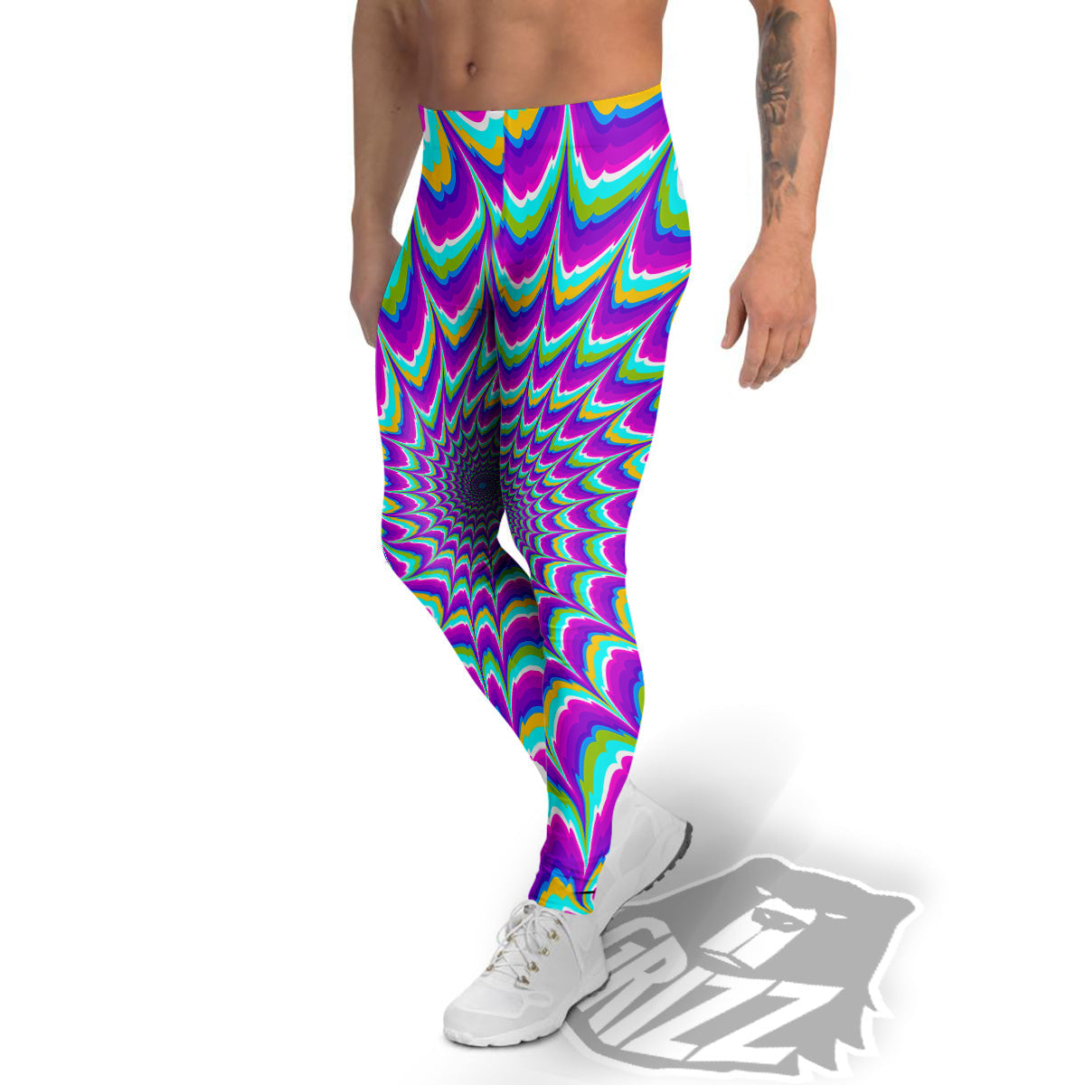 Moving Optical Illusion Purple Dizzy Men's Leggings-grizzshop