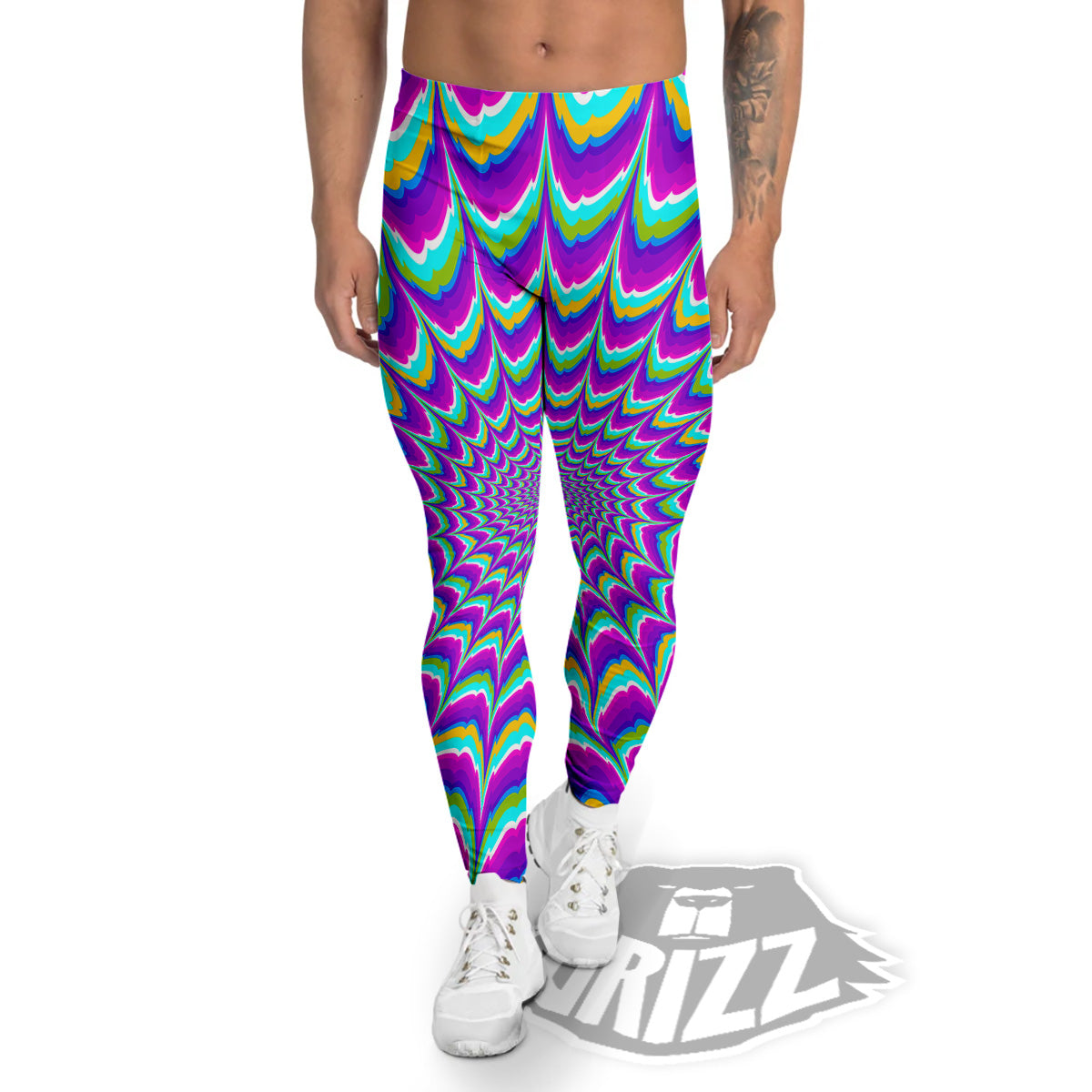 Moving Optical Illusion Purple Dizzy Men's Leggings-grizzshop