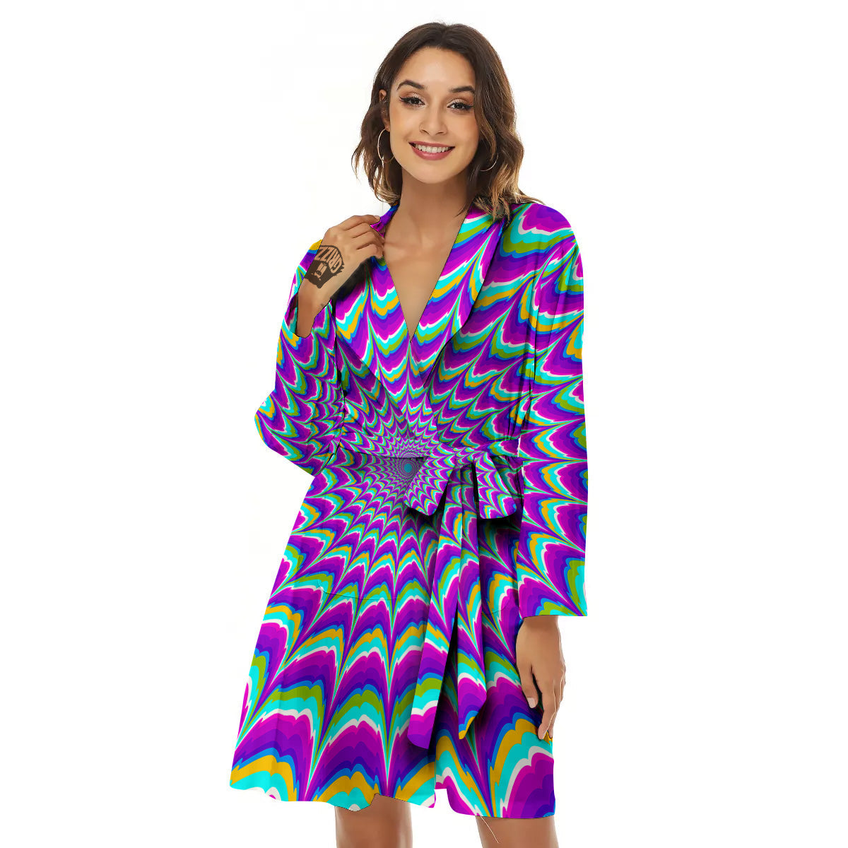 Moving Optical Illusion Purple Dizzy Women's Robe-grizzshop