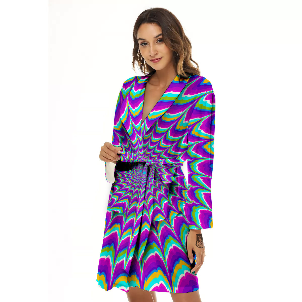 Moving Optical Illusion Purple Dizzy Women's Robe-grizzshop