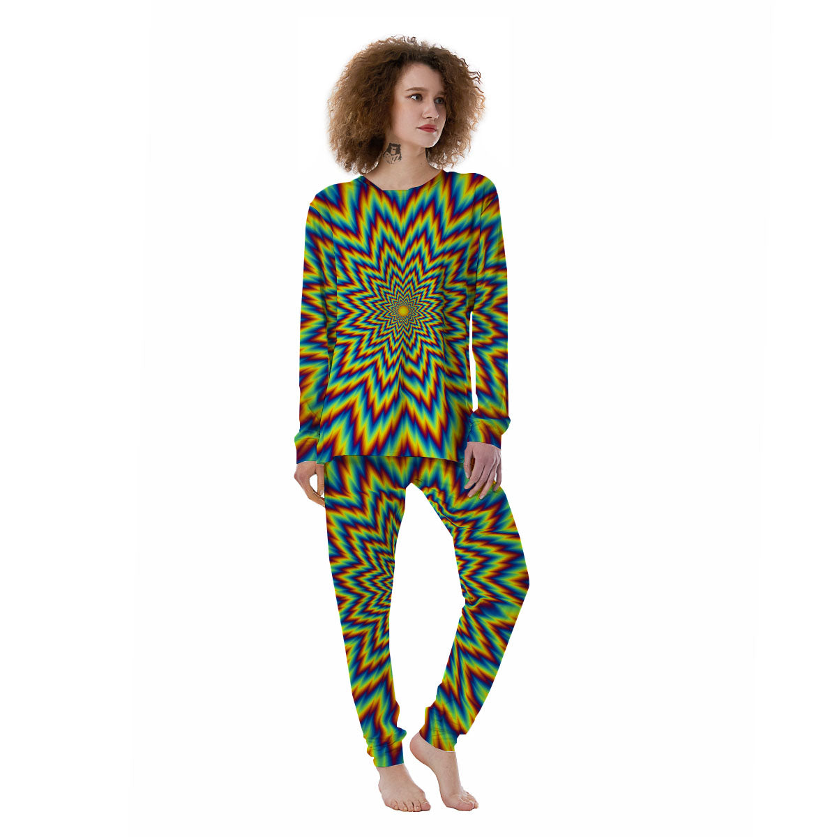 Moving Optical Illusion Spiral Expansion Women's Pajamas-grizzshop