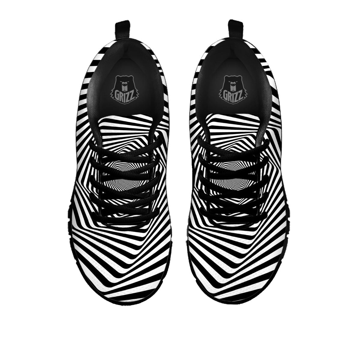 Moving Optical Illusion Twisted Spiral Black Sneaker-grizzshop