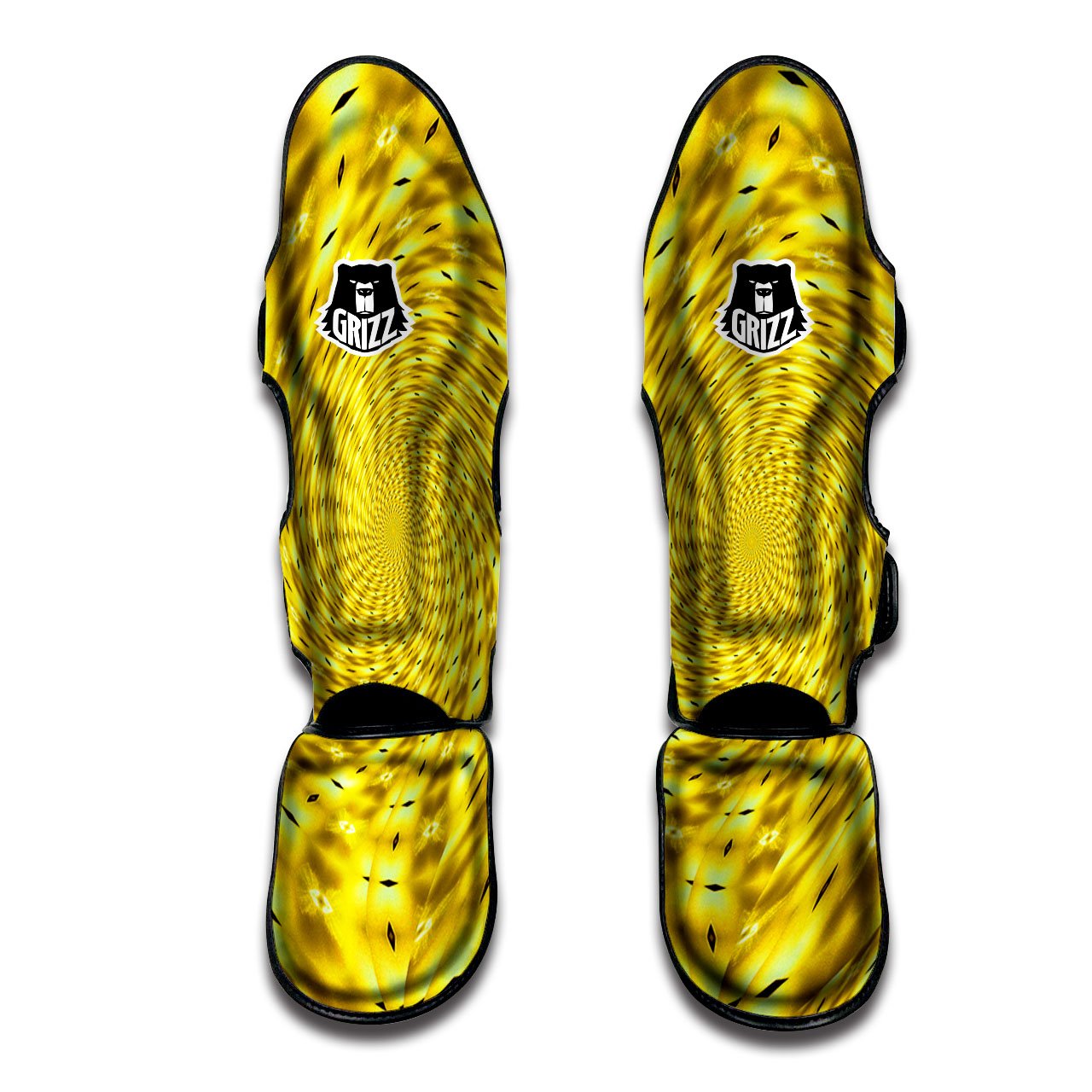 Moving Optical Illusion Yellow Big Bang Muay Thai Shin Guards-grizzshop