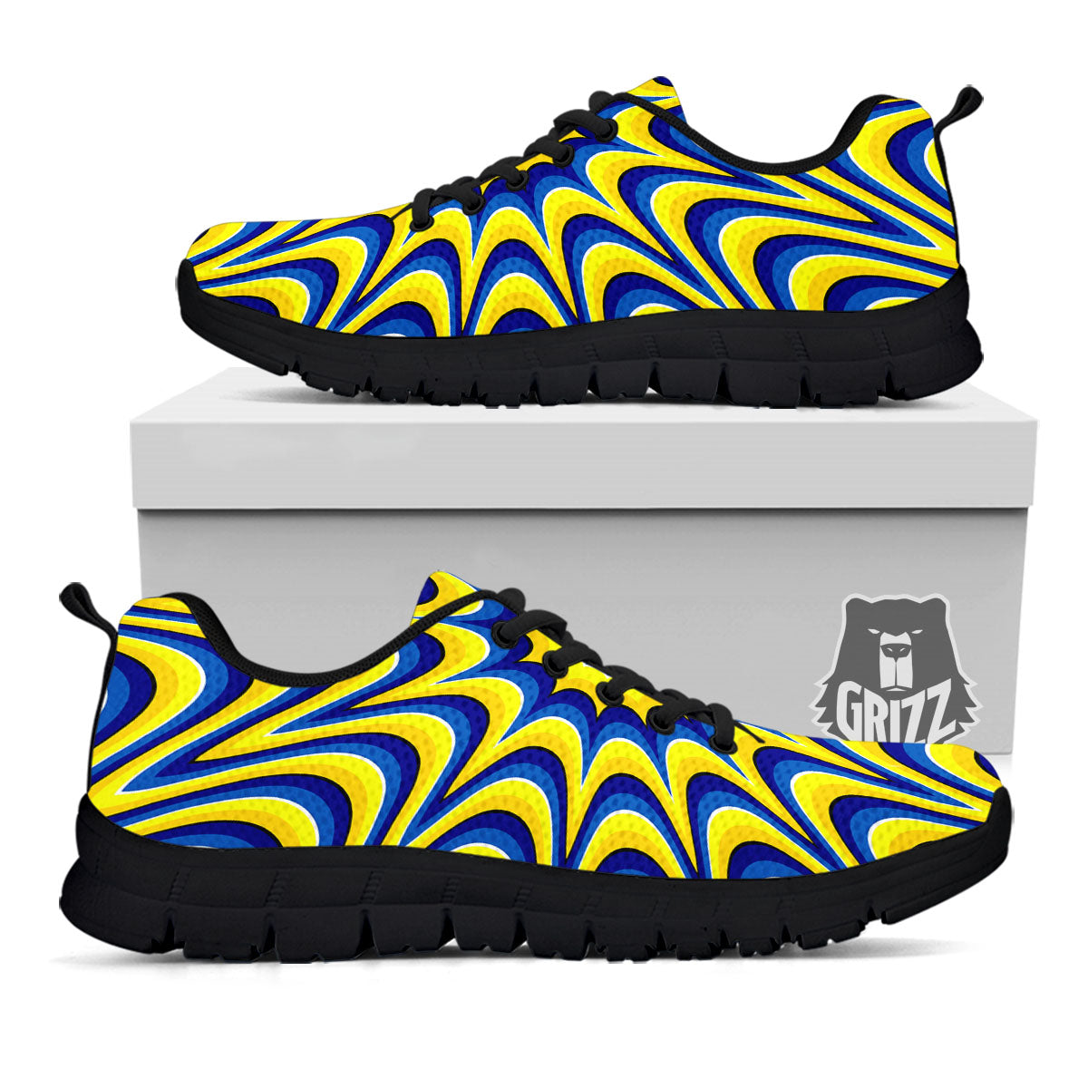 Moving Optical Yellow Dizzy Illusion Black Sneaker-grizzshop