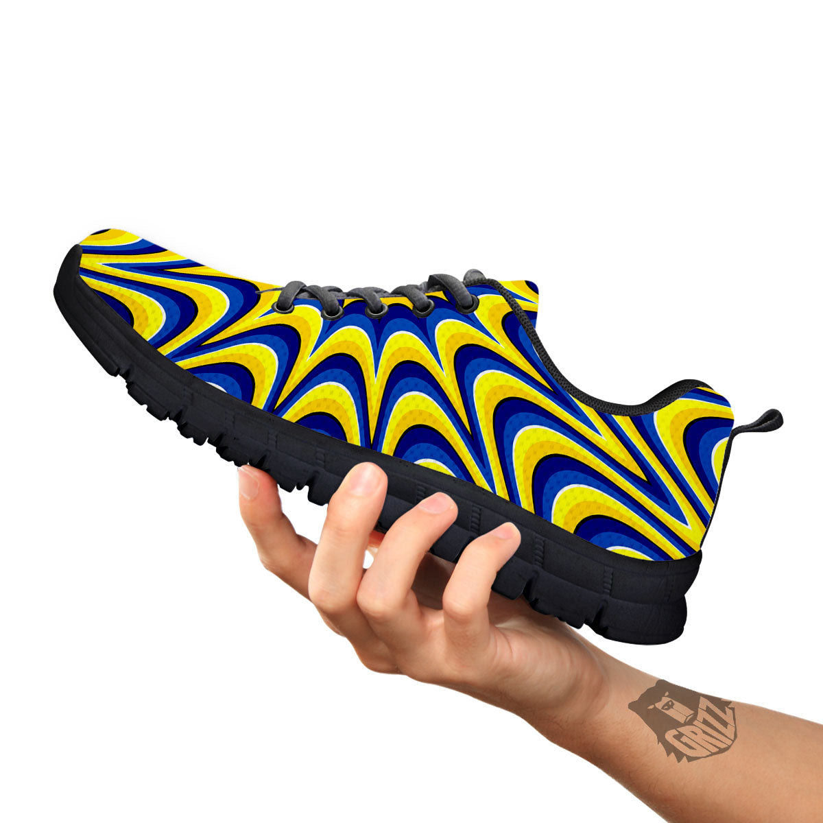 Moving Optical Yellow Dizzy Illusion Black Sneaker-grizzshop