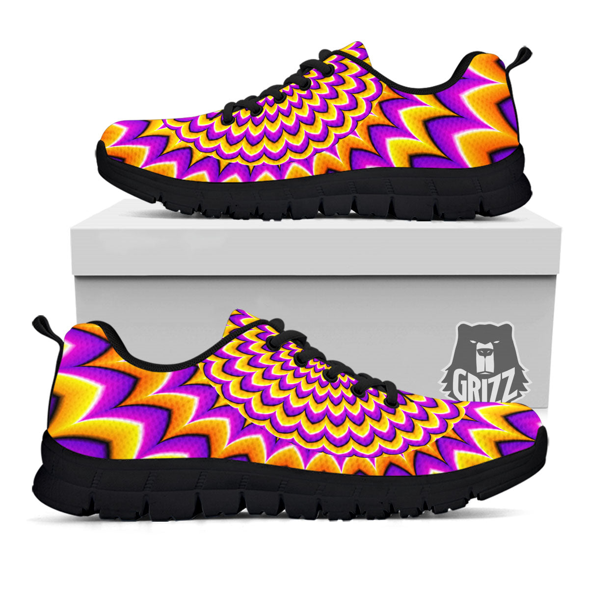 Moving Optical Yellow Expansion Illusion Black Sneaker-grizzshop