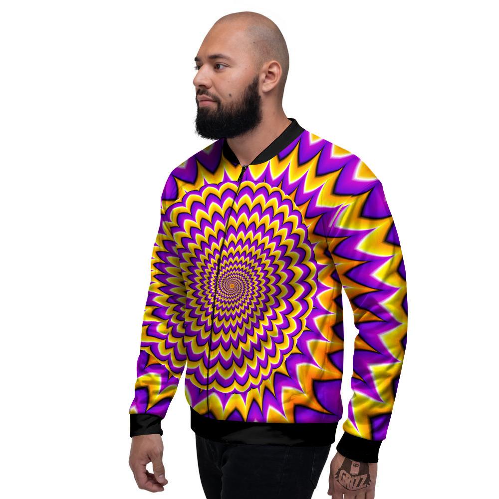 Moving Optical Yellow Expansion Illusion Men's Bomber Jacket-grizzshop