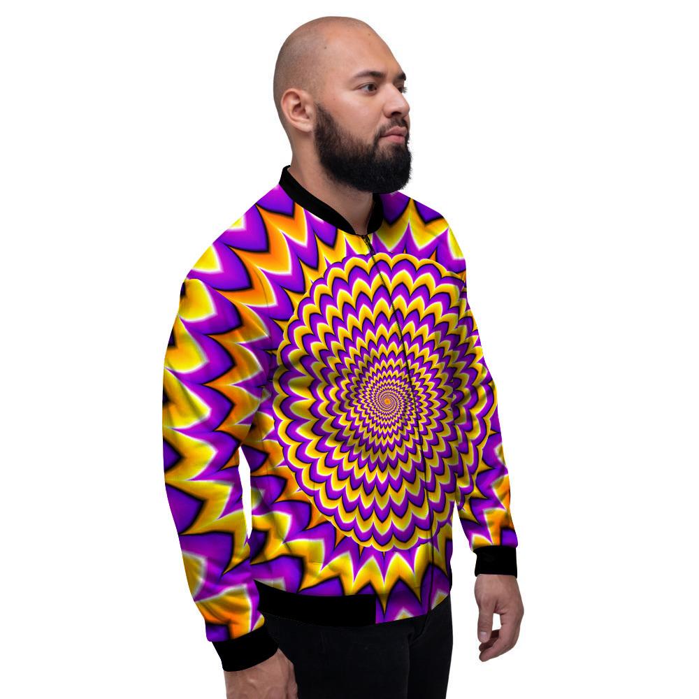 Moving Optical Yellow Expansion Illusion Men's Bomber Jacket-grizzshop