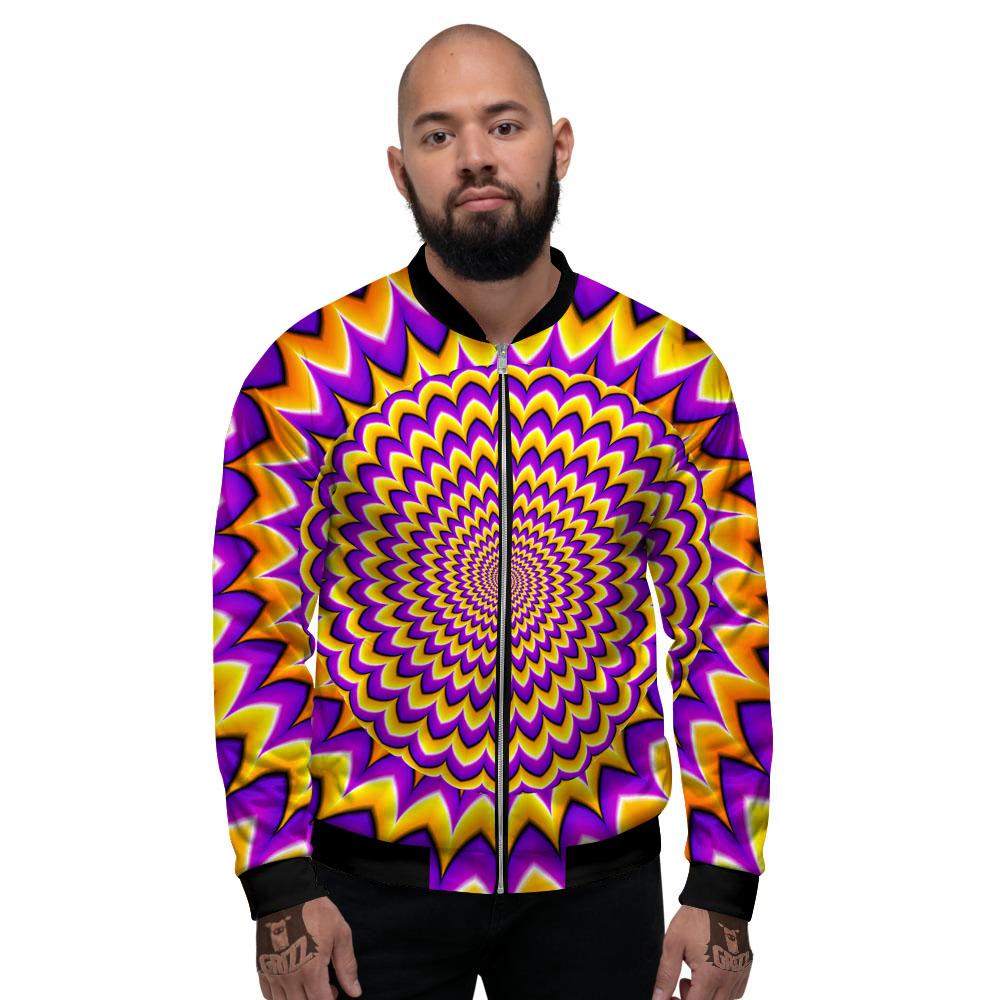 Moving Optical Yellow Expansion Illusion Men's Bomber Jacket-grizzshop