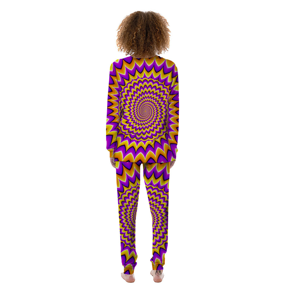 Moving Optical Yellow Expansion Illusion Women's Pajamas-grizzshop