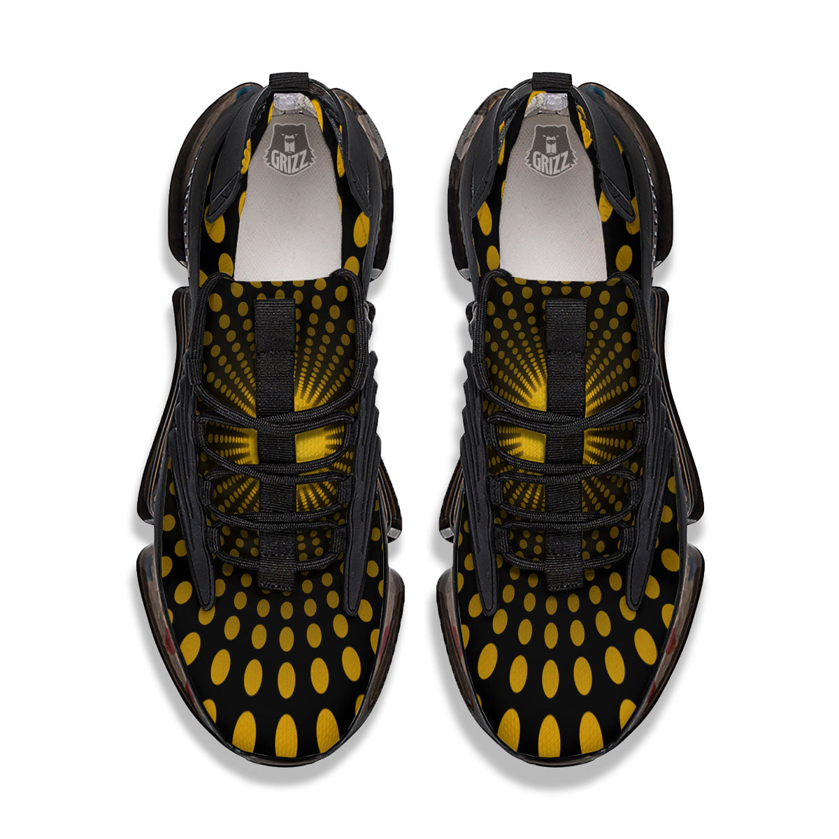 Moving Optical Yellow Explosion Illusion Black Gym Shoes-grizzshop