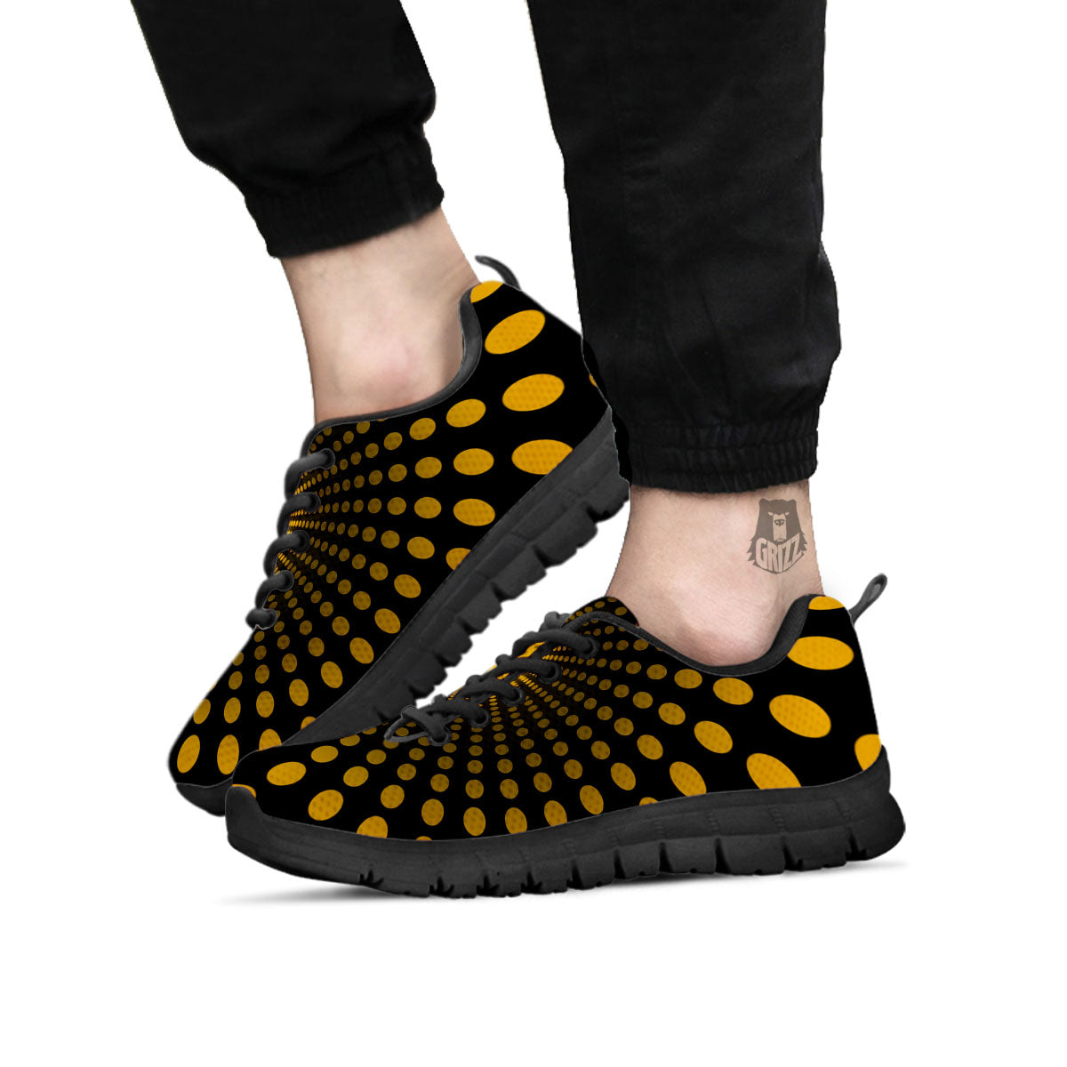 Moving Optical Yellow Explosion Illusion Black Sneaker-grizzshop