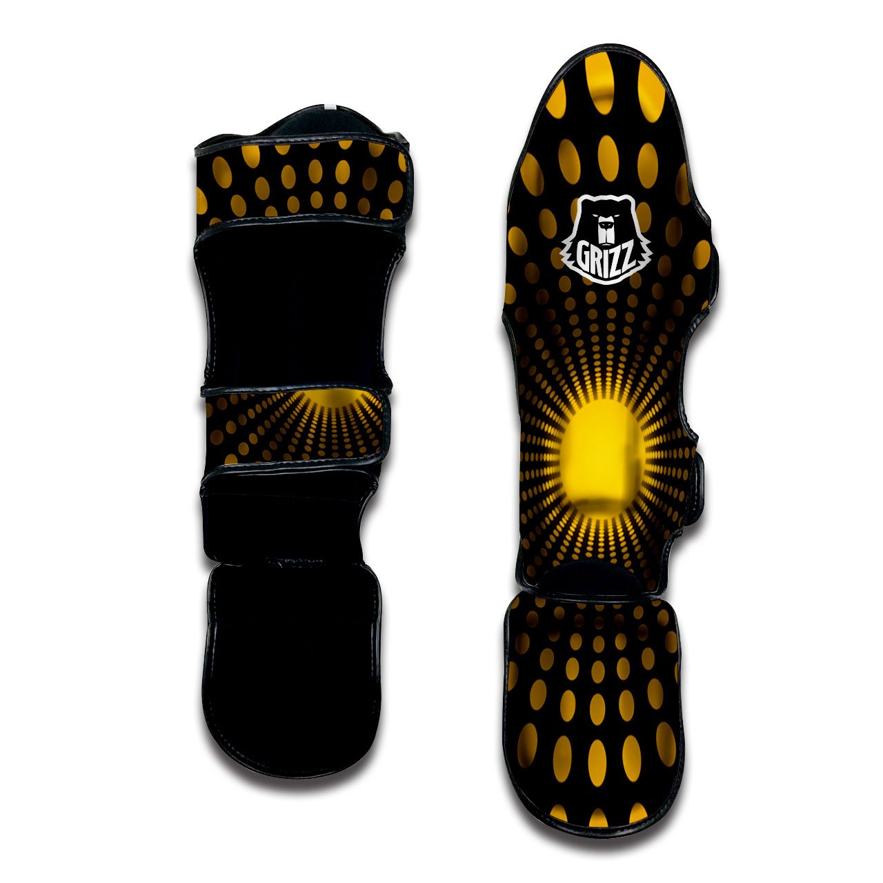 Moving Optical Yellow Explosion Illusion Muay Thai Shin Guards-grizzshop