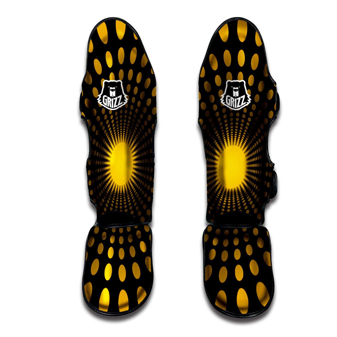 Moving Optical Yellow Explosion Illusion Muay Thai Shin Guards-grizzshop