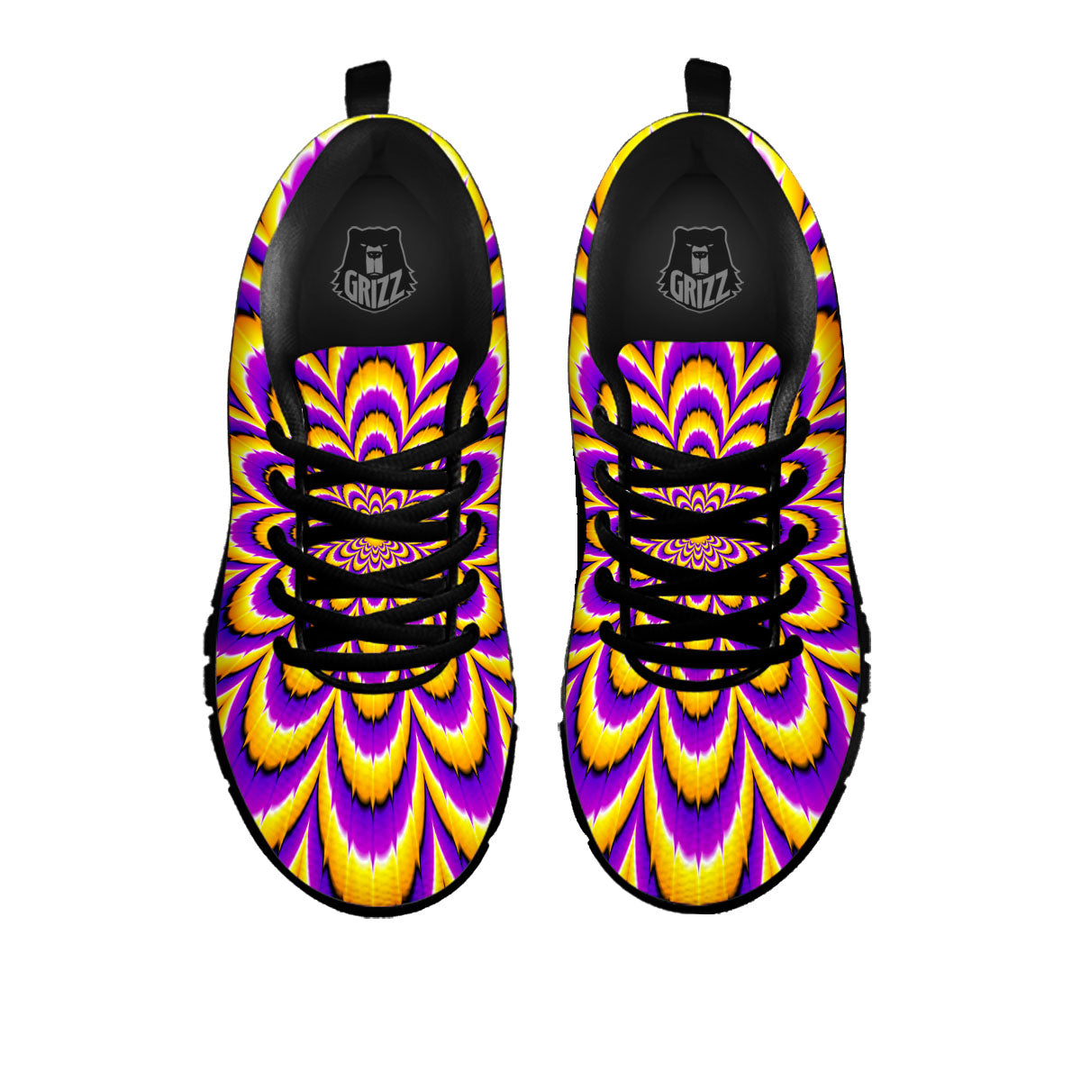 Moving Optical Yellow Flower Illusion Black Sneaker-grizzshop