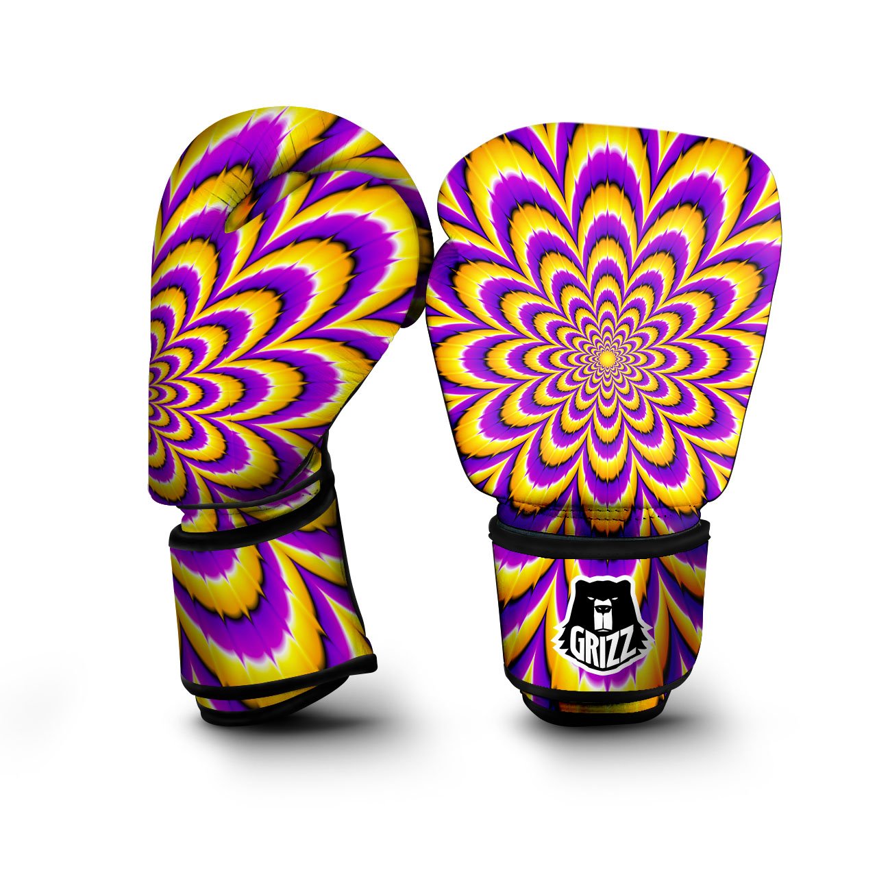 Moving Optical Yellow Flower Illusion Boxing Gloves-grizzshop