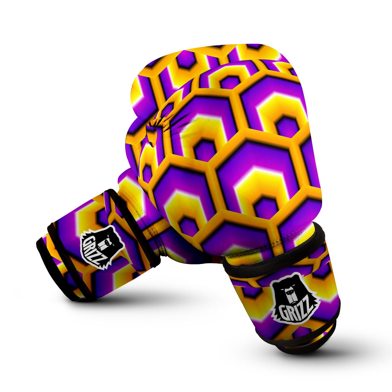Moving Optical Yellow Hive Illusion Boxing Gloves-grizzshop