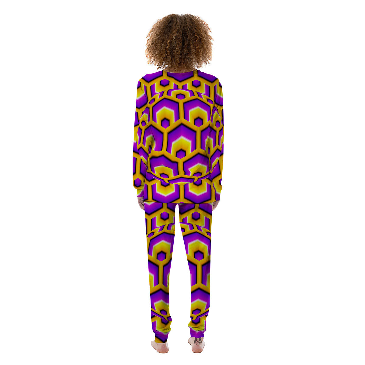 Moving Optical Yellow Hive Illusion Women's Pajamas-grizzshop