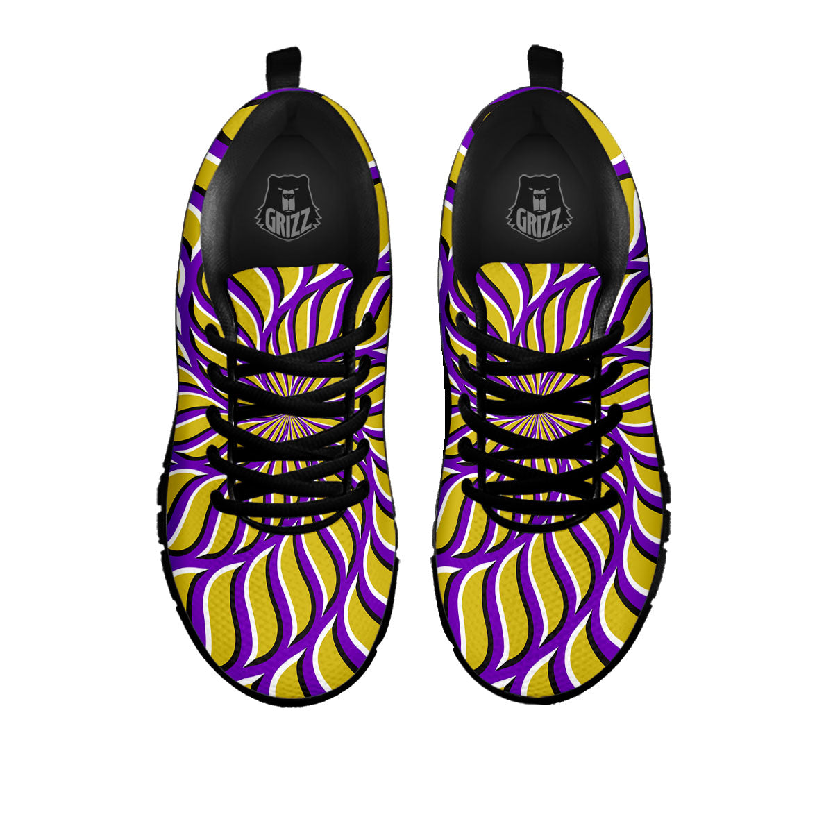 Moving Optical Yellow Spiral Illusion Black Sneaker-grizzshop