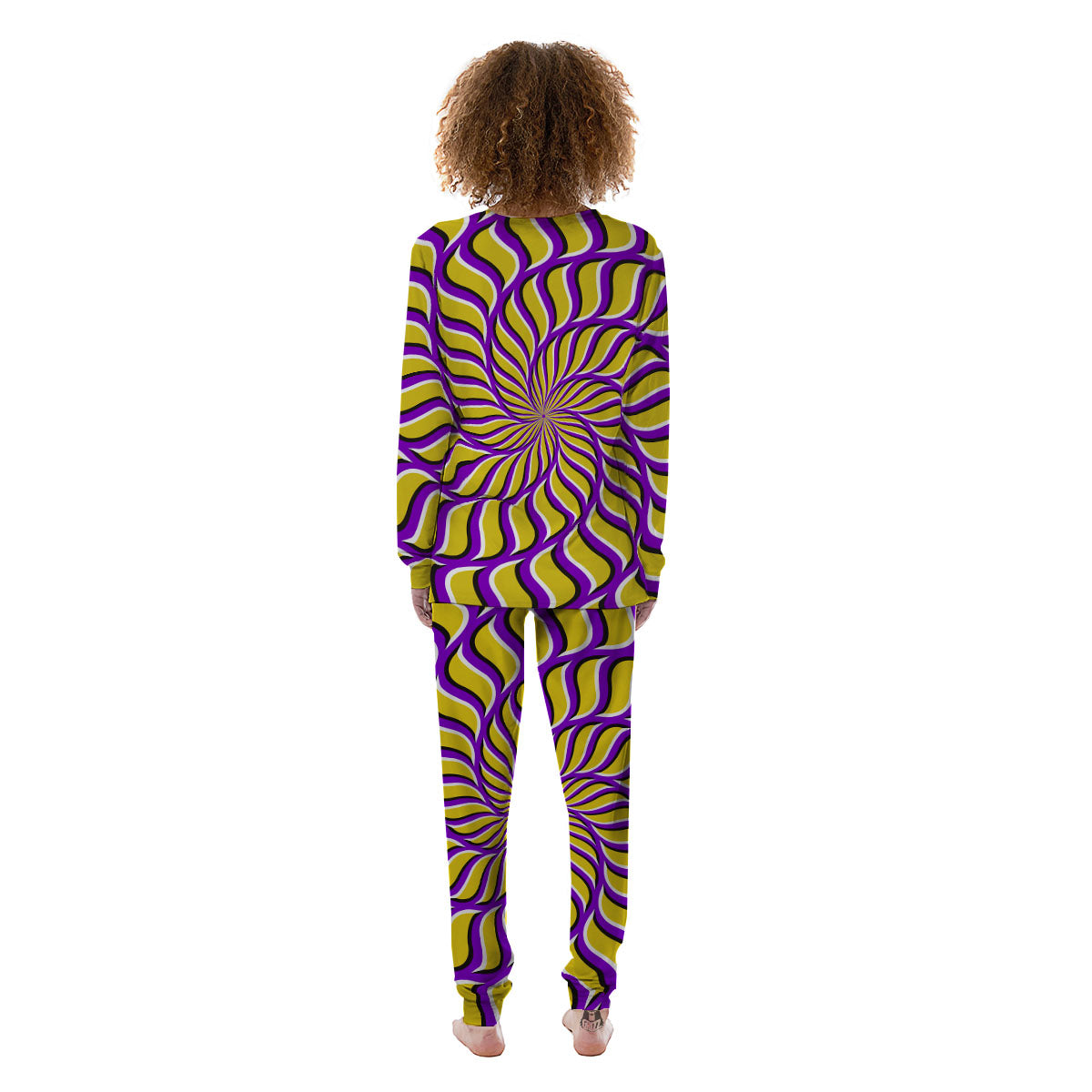 Moving Optical Yellow Spiral Illusion Women's Pajamas-grizzshop