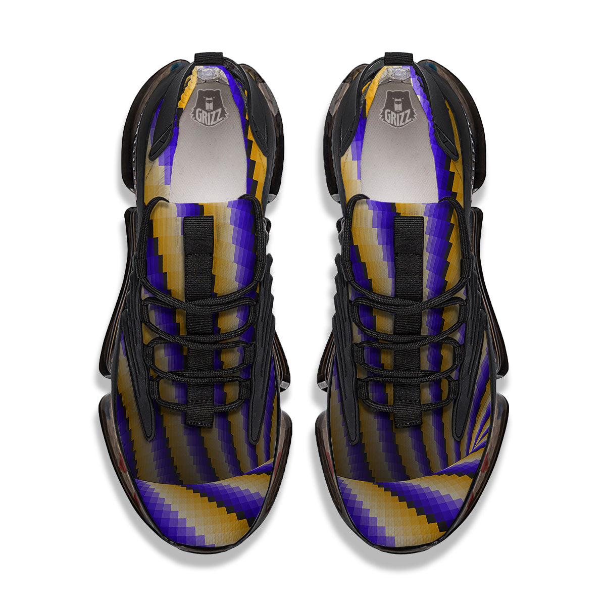 Moving Optical Yellow Vortex Illusion Black Gym Shoes-grizzshop