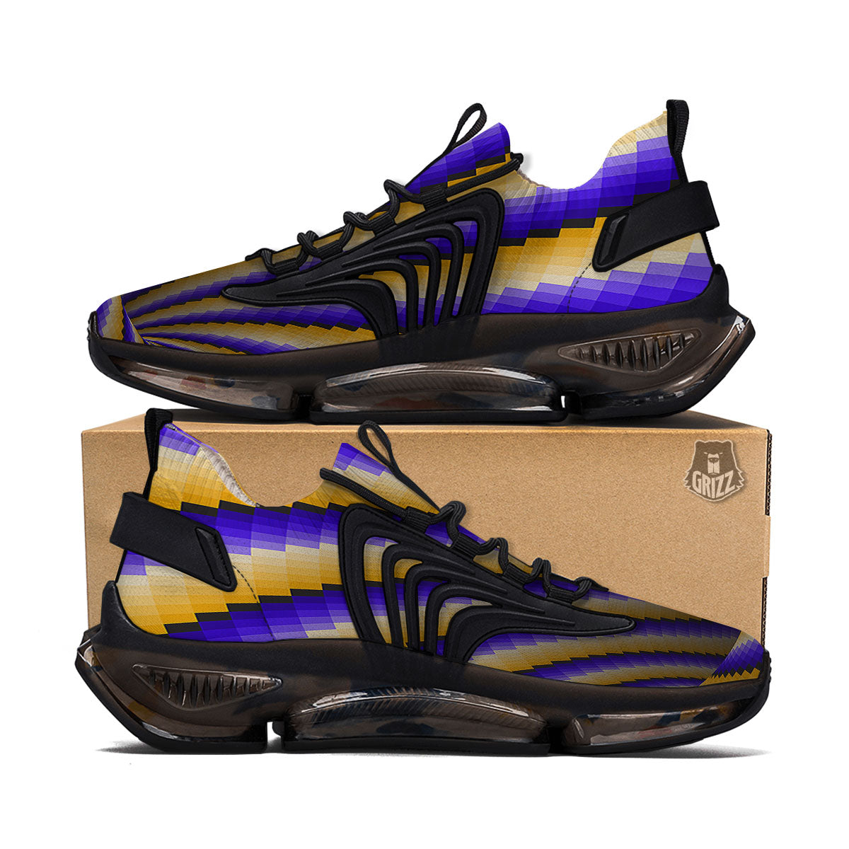 Moving Optical Yellow Vortex Illusion Black Gym Shoes-grizzshop