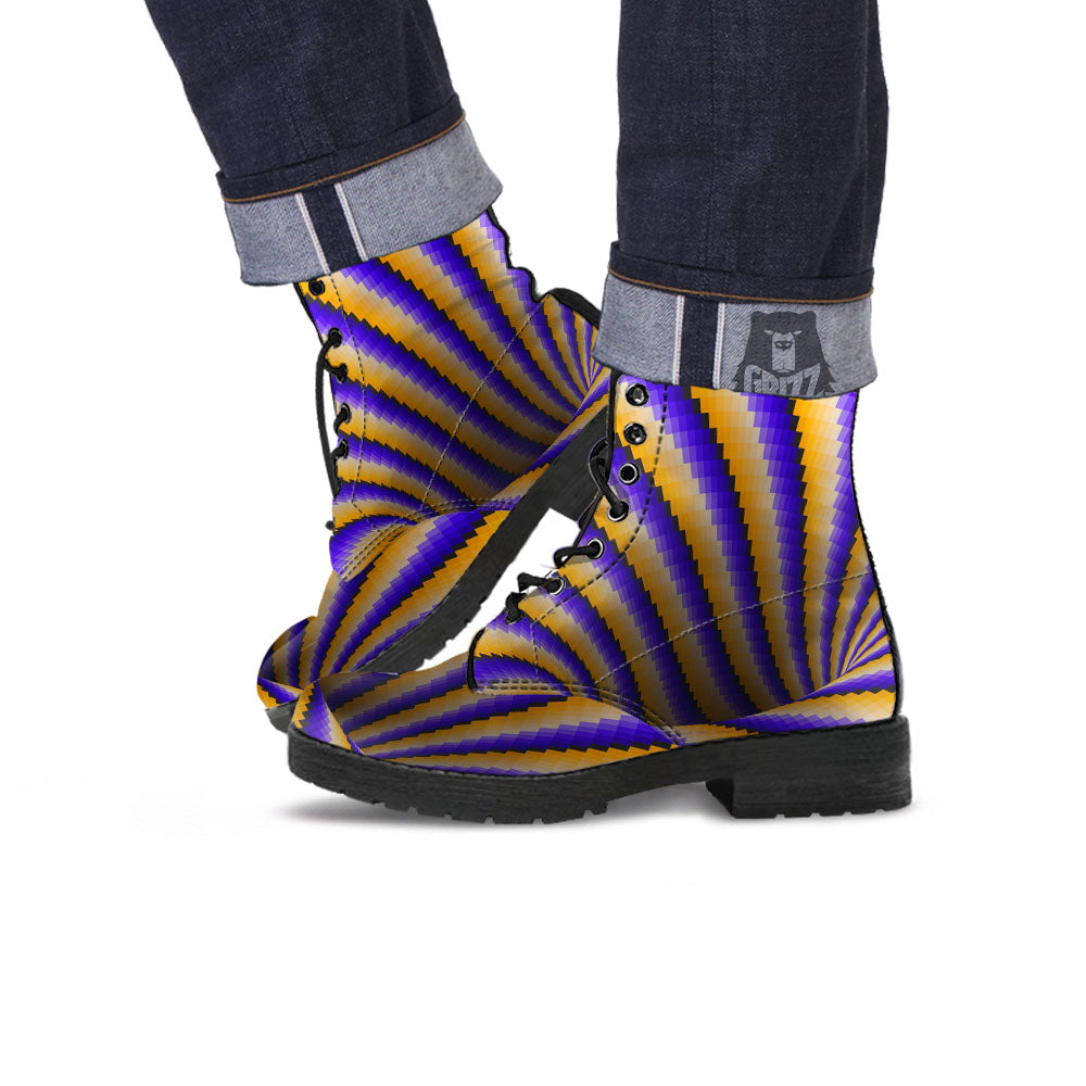 Moving Optical Yellow Vortex Illusion Leather Boots-grizzshop