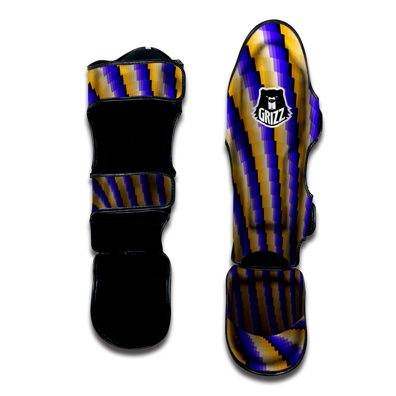 Moving Optical Yellow Vortex Illusion Muay Thai Shin Guards-grizzshop