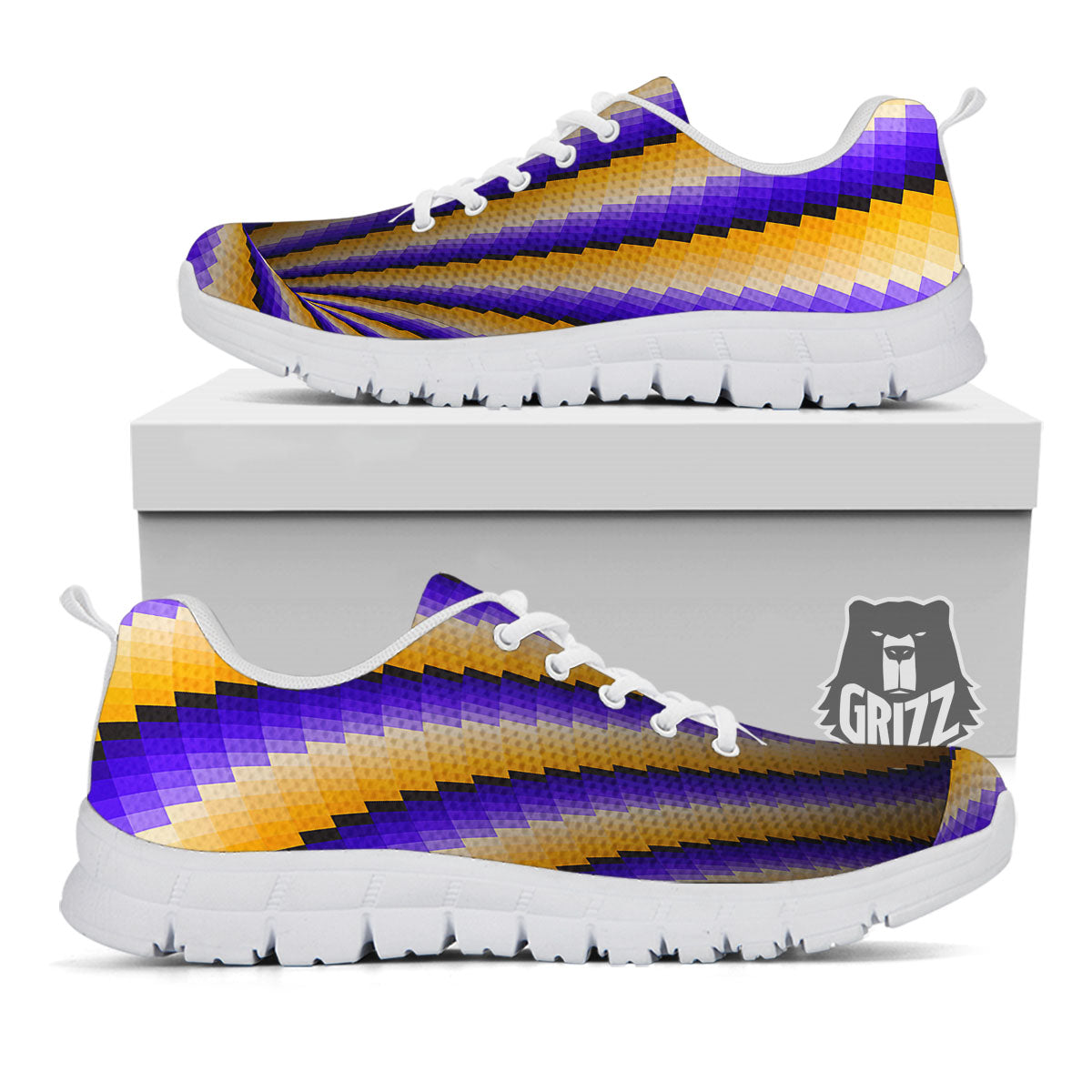 Moving Optical Yellow Vortex Illusion White Sneaker-grizzshop