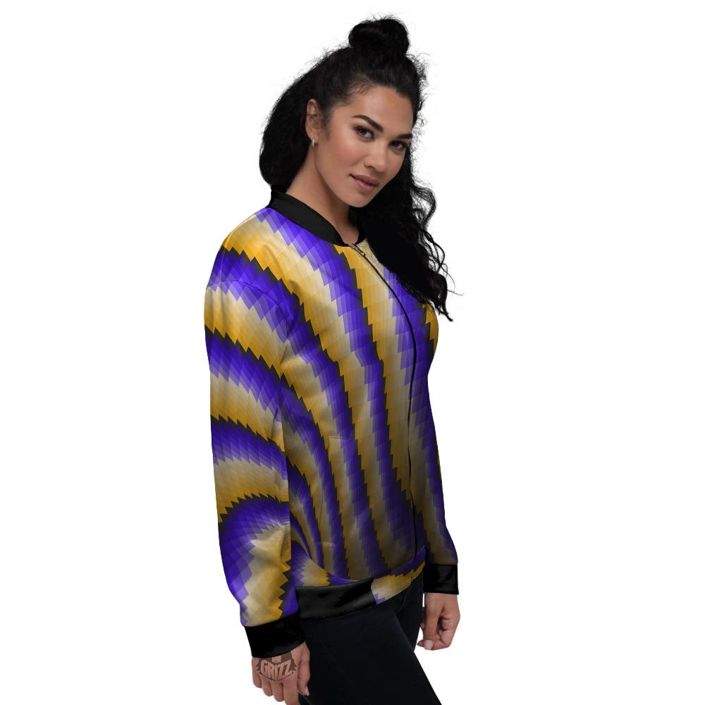 Moving Optical Yellow Vortex Illusion Women's Bomber Jacket-grizzshop