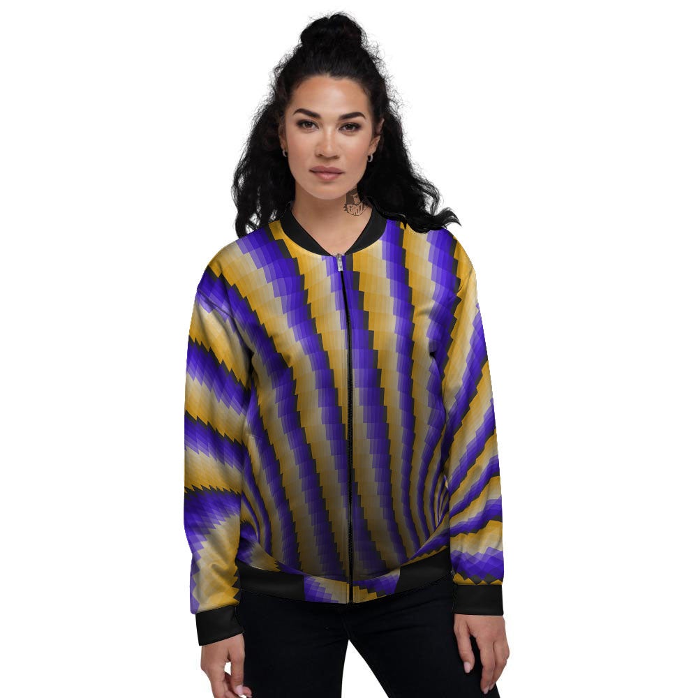 Moving Optical Yellow Vortex Illusion Women's Bomber Jacket-grizzshop