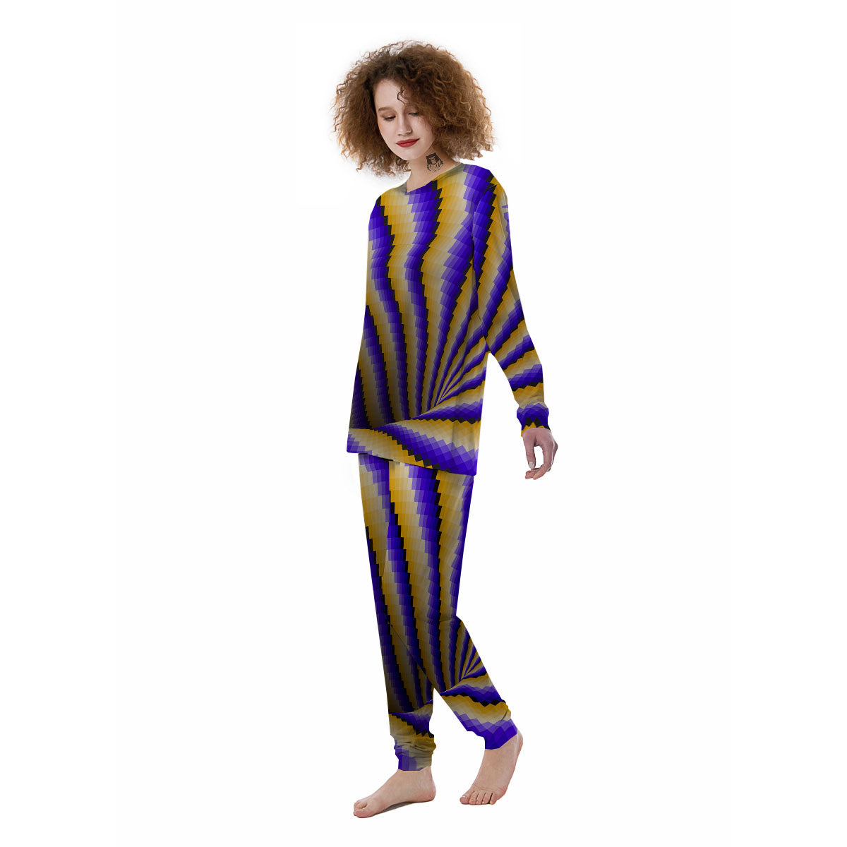 Moving Optical Yellow Vortex Illusion Women's Pajamas-grizzshop