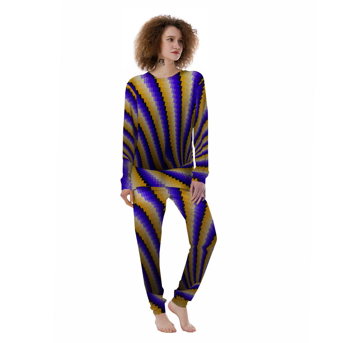 Moving Optical Yellow Vortex Illusion Women's Pajamas-grizzshop