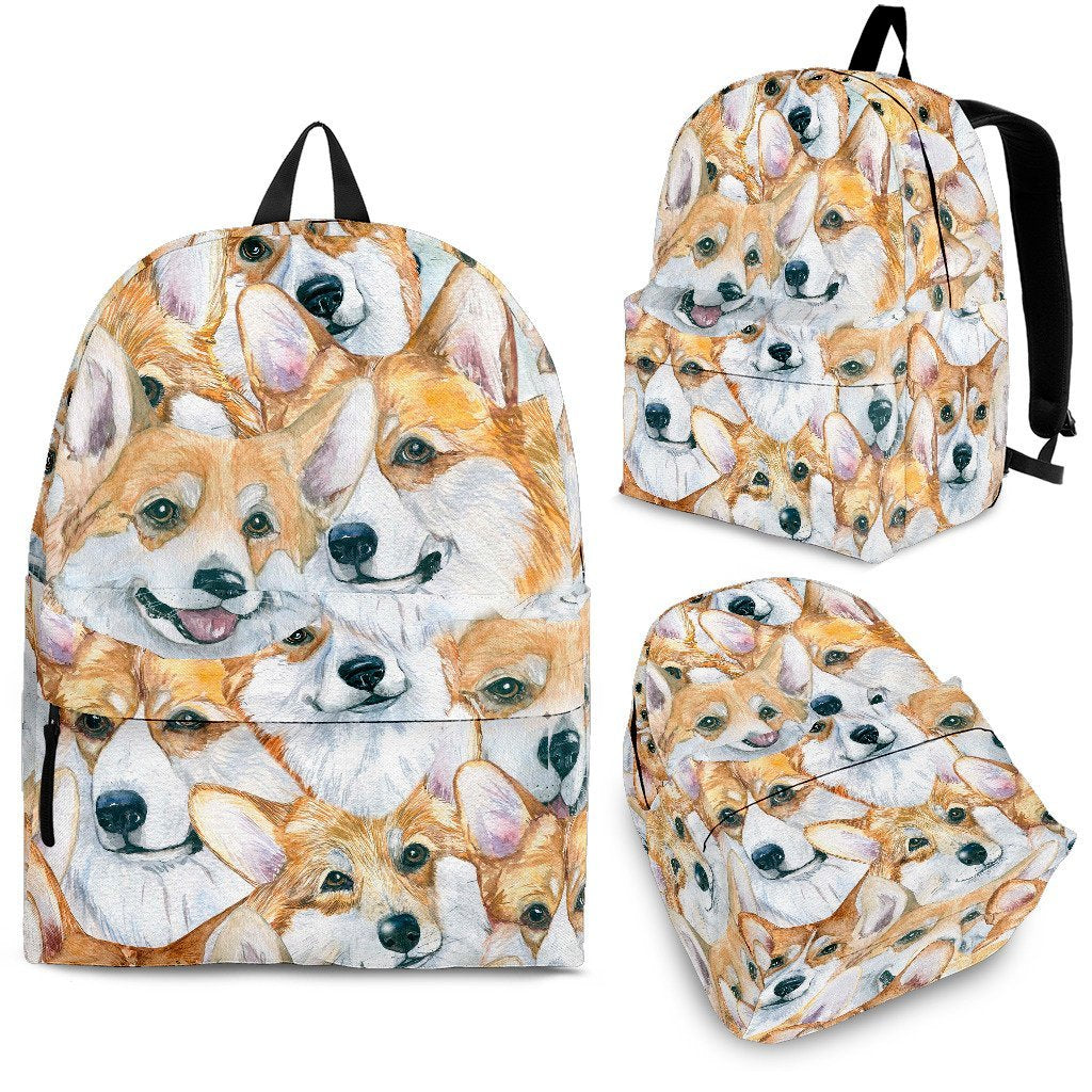 Multi Corgi Pattern Print Backpack-grizzshop