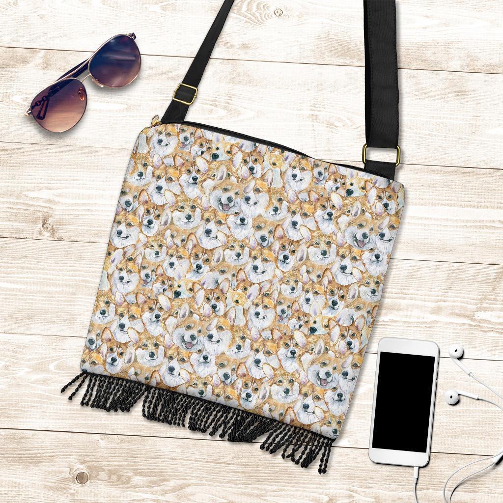 Multi Corgi Pattern Print Crossbody Bags-grizzshop