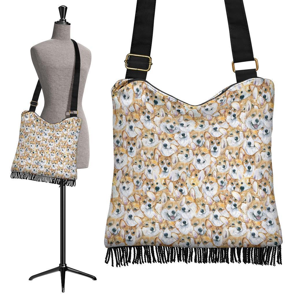 Multi Corgi Pattern Print Crossbody Bags-grizzshop