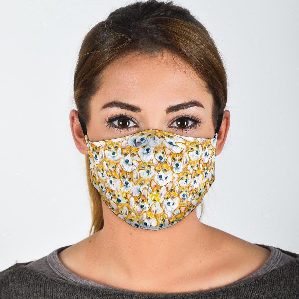 Multi Corgi Pattern Print Face Mask-grizzshop