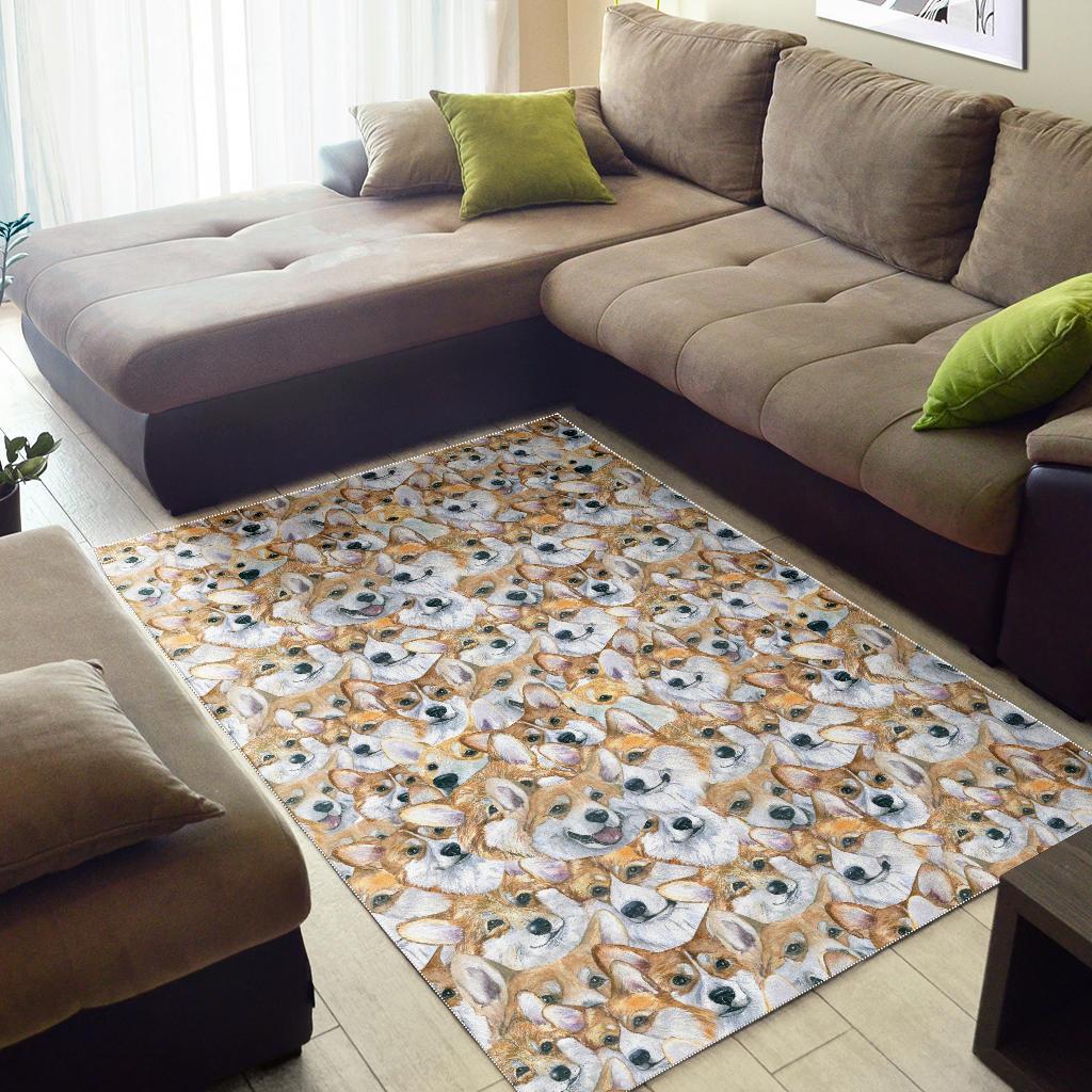 Multi Corgi Pattern Print Floor Mat-grizzshop