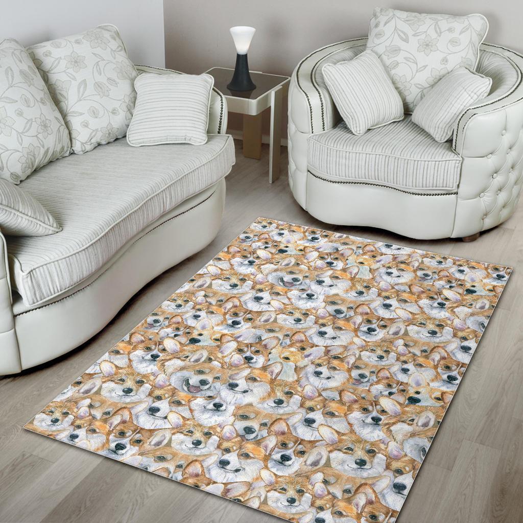 Multi Corgi Pattern Print Floor Mat-grizzshop