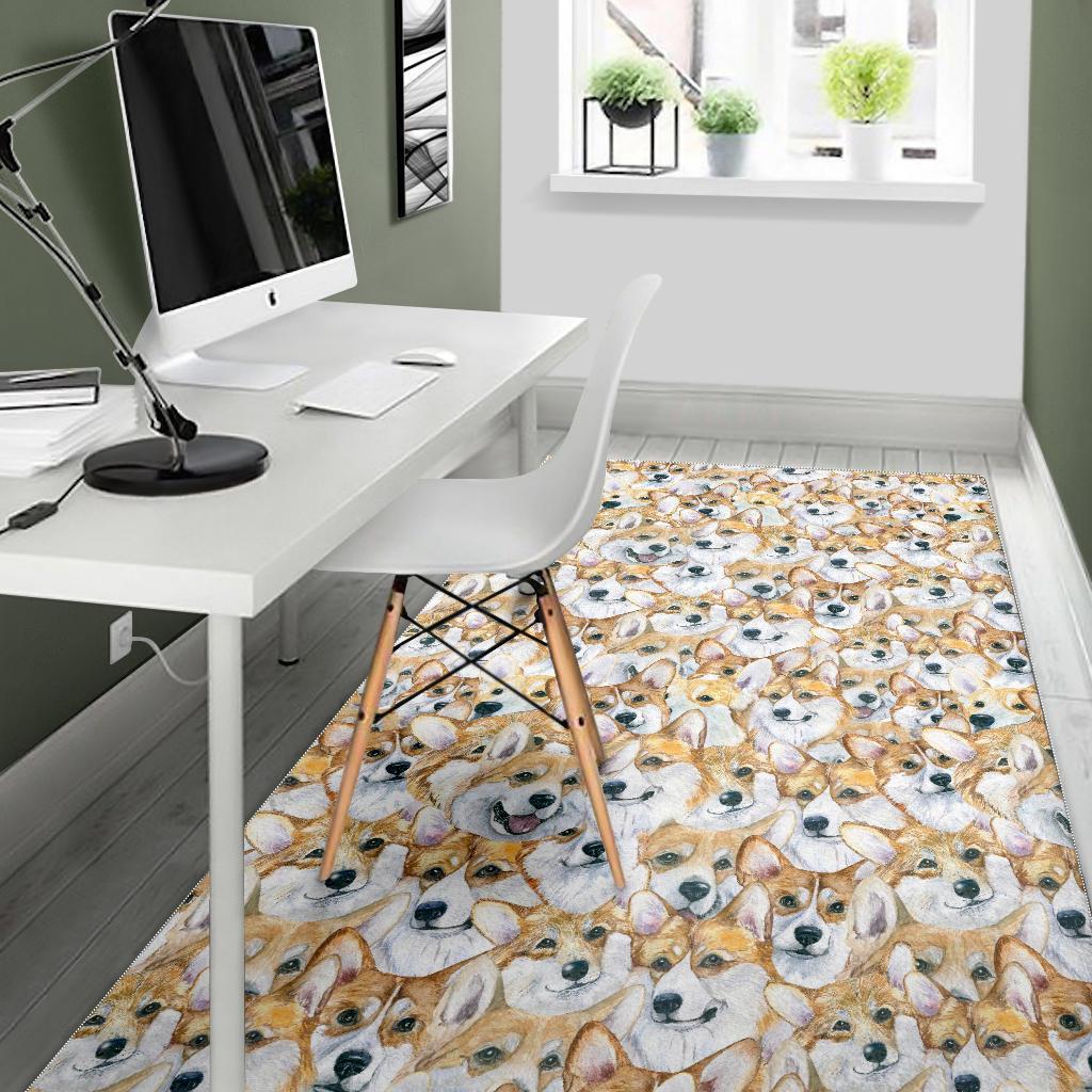 Multi Corgi Pattern Print Floor Mat-grizzshop