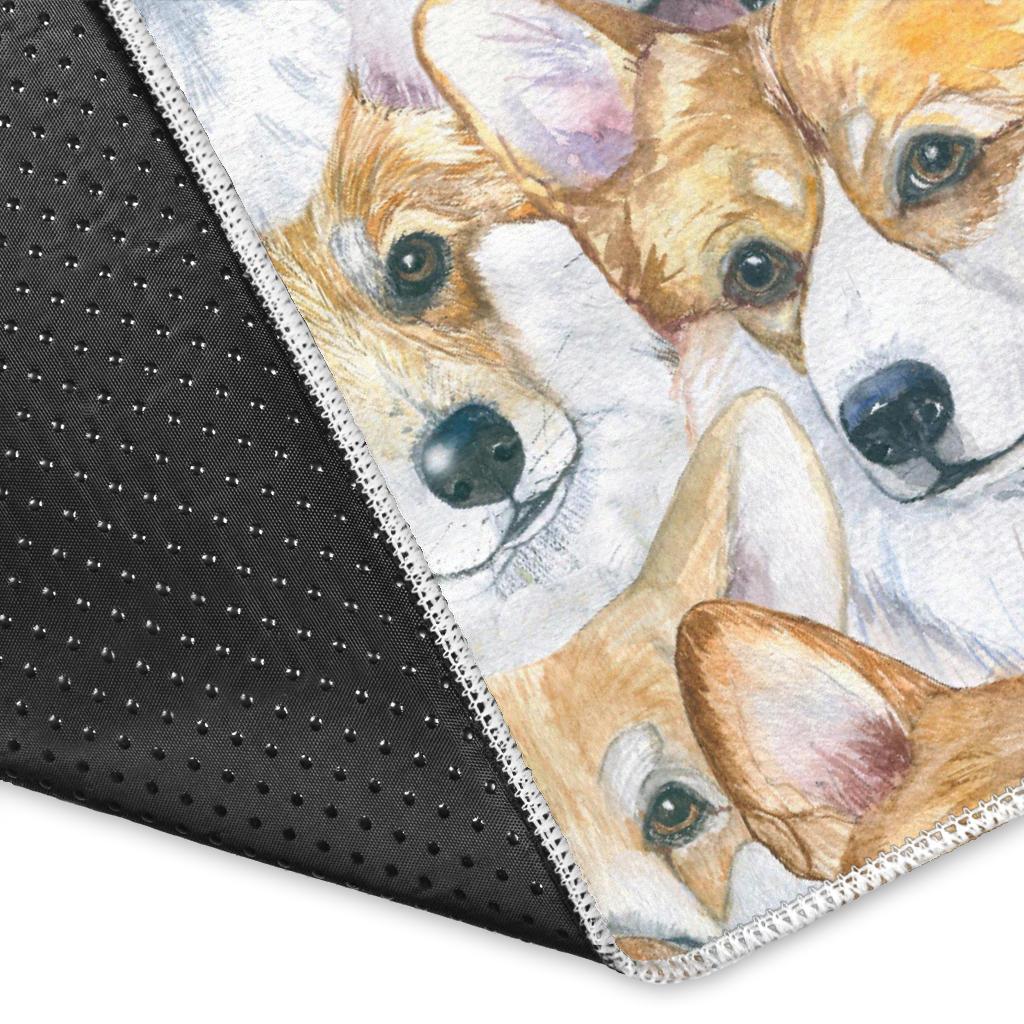 Multi Corgi Pattern Print Floor Mat-grizzshop