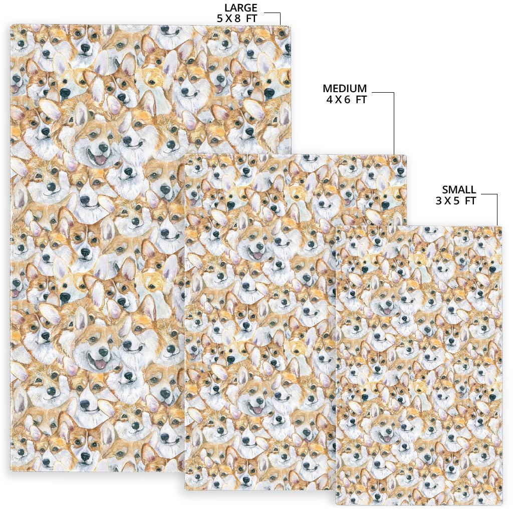 Multi Corgi Pattern Print Floor Mat-grizzshop