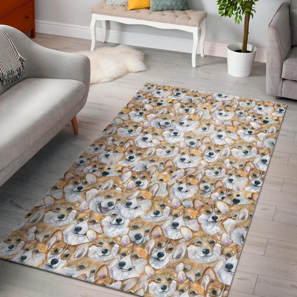 Multi Corgi Pattern Print Floor Mat-grizzshop