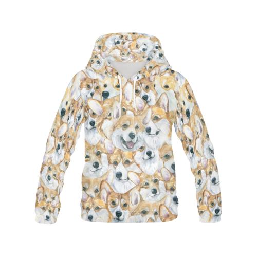 Multi Corgi Pattern Print Men Pullover Hoodie-grizzshop