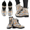 Multi Corgi Pattern Print Men Women Leather Boots-grizzshop